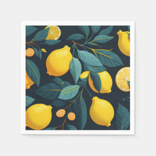 Serviette En Papier Motif du jardin de citron. Agrumes tropicaux jaune