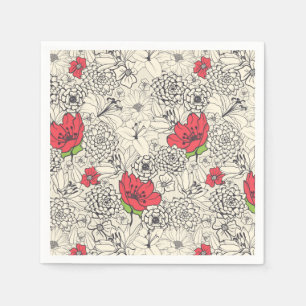Serviette En Papier Motif du jardin de fleurs de pavot