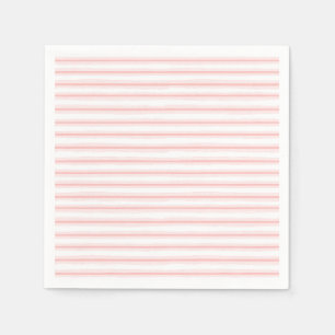 Serviette En Papier Motif élégant à bandes horizontales rose et blanc