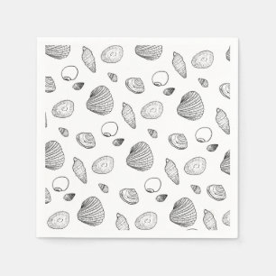 Serviette En Papier Motif élégant Black White Seashells
