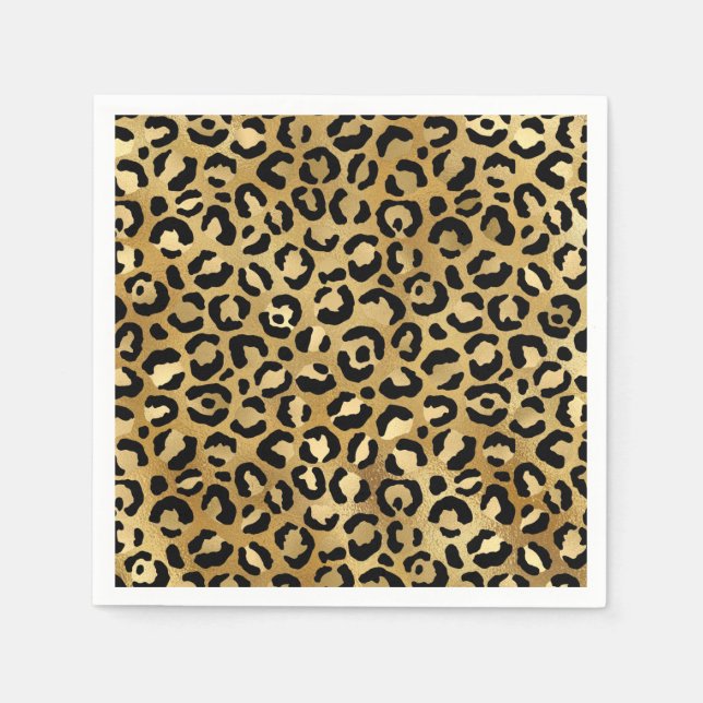 Serviette En Papier Motif Empreinte de léopard sauvage et exotique (Devant)