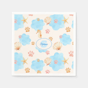 Serviette En Papier Motif Empreinte de patte d'inspiration océanique a