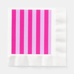 Serviette En Papier Motif en bande rose et magenta