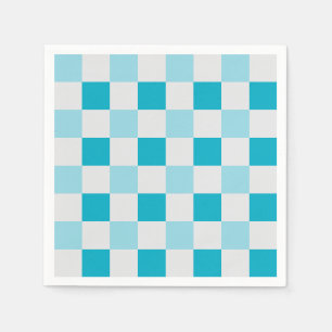 Serviette En Papier Motif en damier blanc et bleu