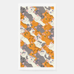 Serviette En Papier Motif en diagonale du chat noir blanc gingembre