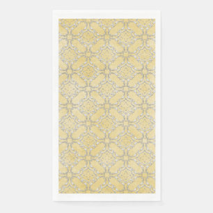 Serviette En Papier Motif en fibre métallique gris argenté et jaune