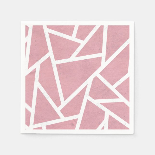 Serviette En Papier Motif en mosaïque corail et blanc (Devant)