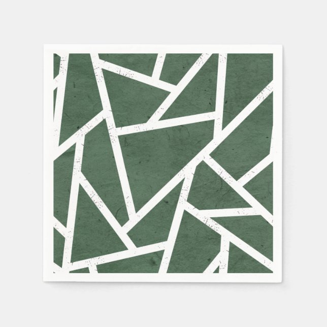 Serviette En Papier Motif en mosaïque verte et blanche (Devant)