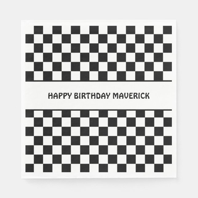 Serviette En Papier Motif en tableau blanc noir Anniversaire (Devant)