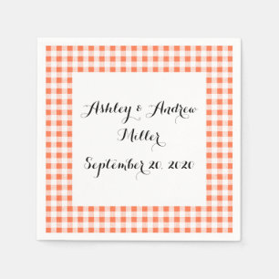 Serviette En Papier Motif En vichy blanc orange