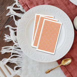 Serviette En Papier Motif En vichy orange et blanc