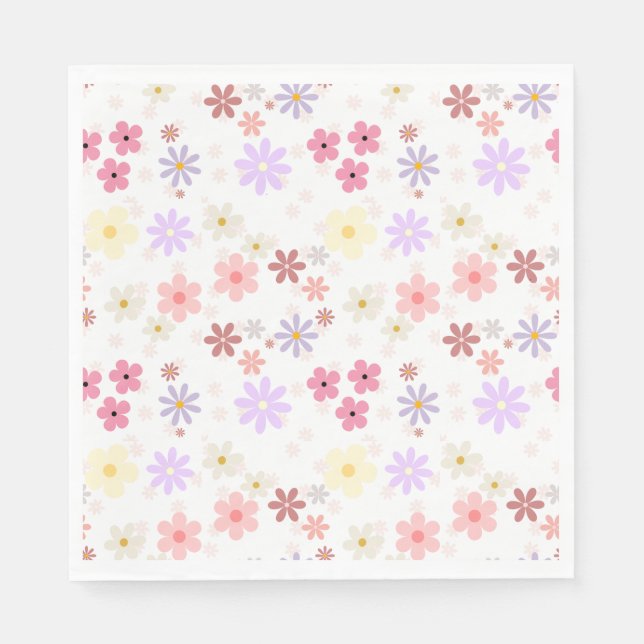 Serviette En Papier Motif esthétique minimaliste à motif de fleurs (Devant)