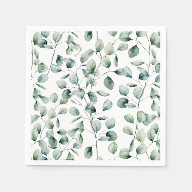 Serviette En Papier Motif Eucalyptus aquarelle (Devant)