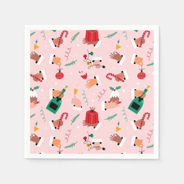 Serviette En Papier Motif Festif des Mains de Vacances (Devant)