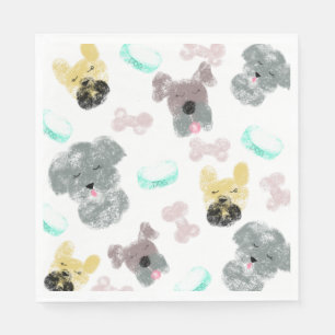 Serviette En Papier Motif Fête Chien Rose Bleu