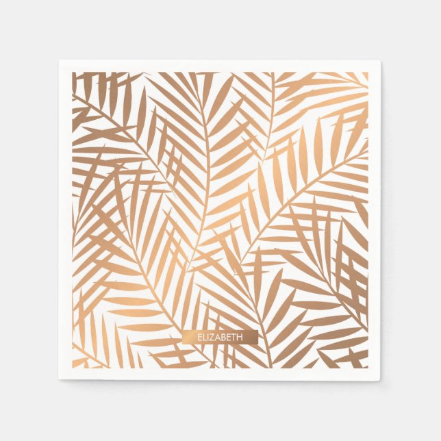Serviette En Papier Motif feuille de palmier d'or (Devant)