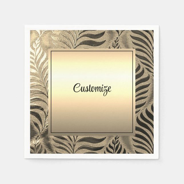 Serviette En Papier Motif Feuille d'or personnalisé (Devant)