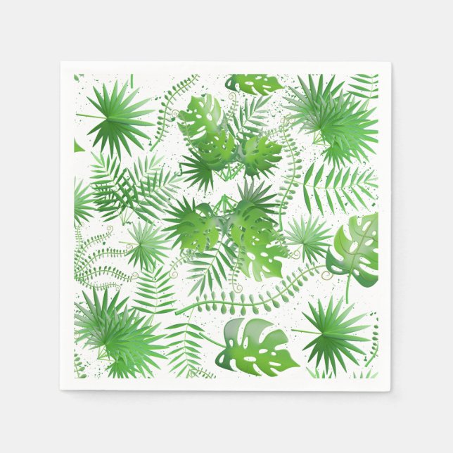 Serviette En Papier motif Feuille vert 3D 01A (Devant)