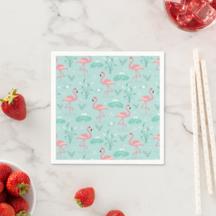 Serviette En Papier Motif Flamants roses rose Pastel