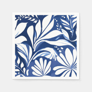 Serviette En Papier Motif floral aquarelle botanique bleu