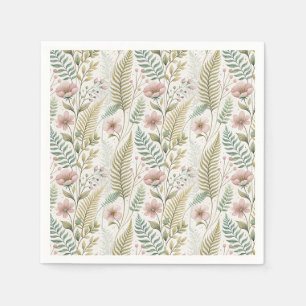 Serviette En Papier Motif floral botanique de fleurs roses peintes à l