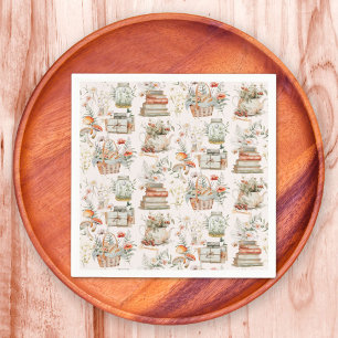 Serviette En Papier Motif floral champignon ludique cottagecore