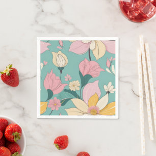 Serviette En Papier Motif floral de couleur pastel