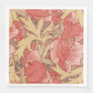 Serviette En Papier Motif floral de Nouveau d'art de pavots de William