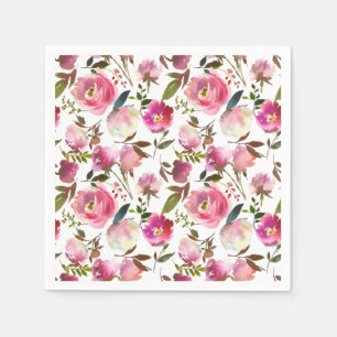 Serviette En Papier Motif floral de printemps à l'aquarelle