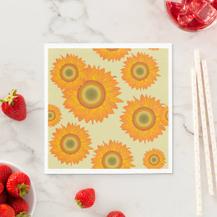 Serviette En Papier Motif floral de tournesol jaune rétro des années 7