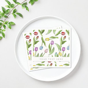 Serviette En Papier Motif floral de tulipe coloré moderne personnalisé