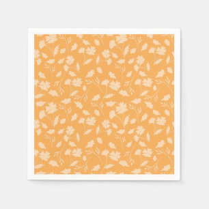 Serviette En Papier Motif floral doux sur arrière - plan orange