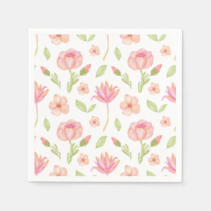 Serviette En Papier Motif floral élégant avec pivoines roses et lis