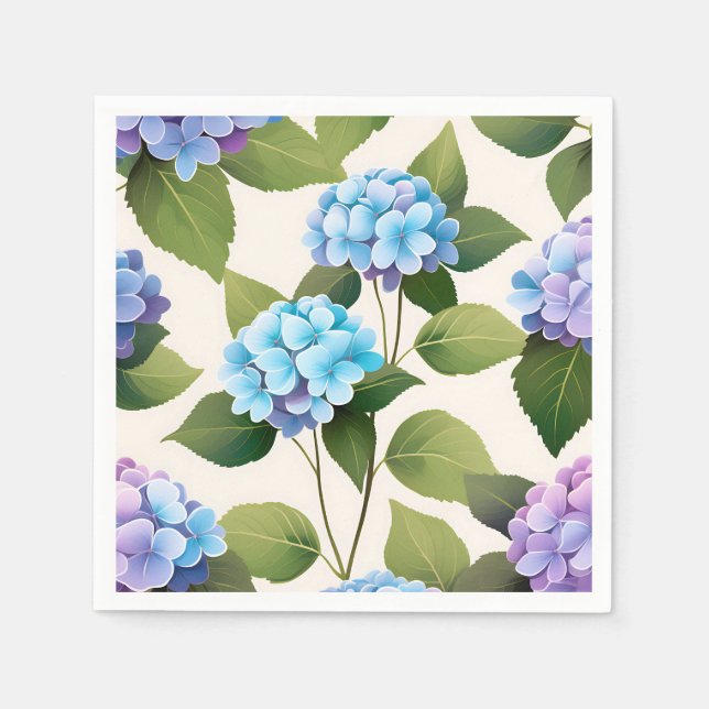 Serviette En Papier Motif Floral Hydrangea (Devant)