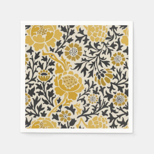 Serviette En Papier Motif floral jaune et noir de style vintage