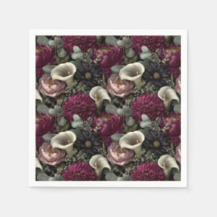 Serviette En Papier Motif floral lunatique avec dahlias et callas