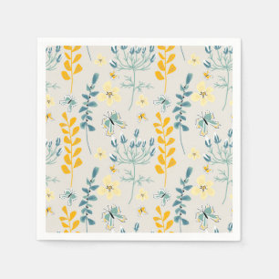 Serviette En Papier Motif floral mignon avec papillons