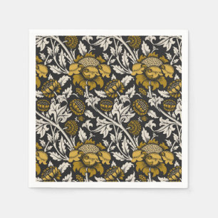 Serviette En Papier Motif floral orné avec de grandes fleurs dorées