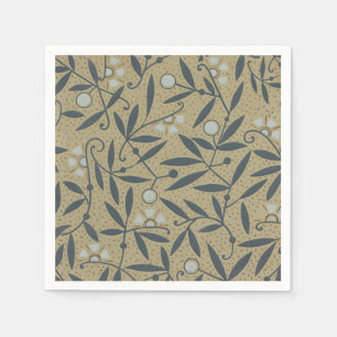 Serviette En Papier Motif floral orné avec des vignes bleu foncé