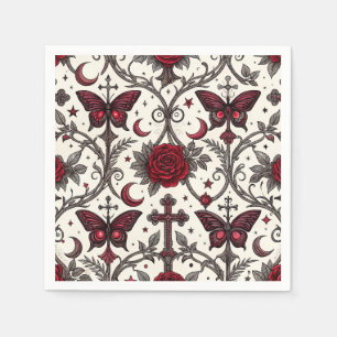 Serviette En Papier Motif floral papillon gothique (1)