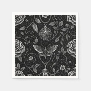Serviette En Papier Motif floral papillon gothique (3)