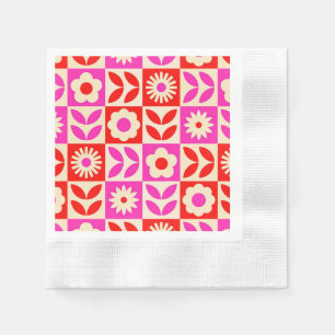 Serviette En Papier Motif floral rétro vibrant