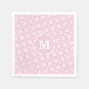 Serviette En Papier Motif Floral Rose Et Blanc