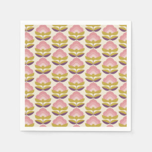 Serviette En Papier Motif floral rose et violet rétro