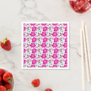 Serviette En Papier Motif floral rose vibrant Fleurs modernes audaci