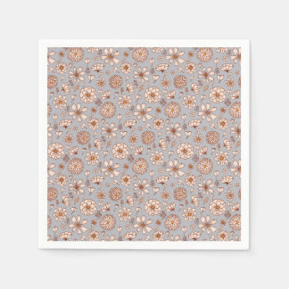 Serviette En Papier Motif floral transparent gris