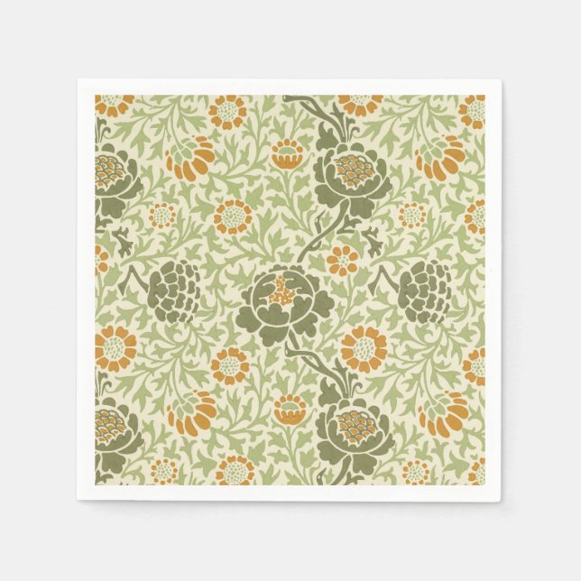 Serviette En Papier Motif floral vert de William Morris Grafton (Devant)
