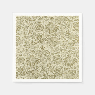 Serviette En Papier Motif Floral Vert Sage Antique Damas