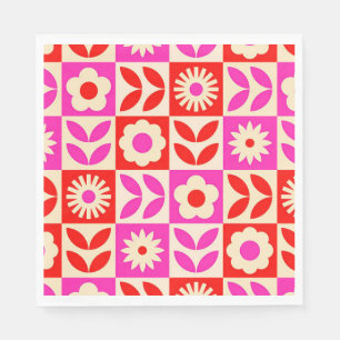Serviette En Papier ✨Motif floral vintage rose rouge Fête joyeuse
