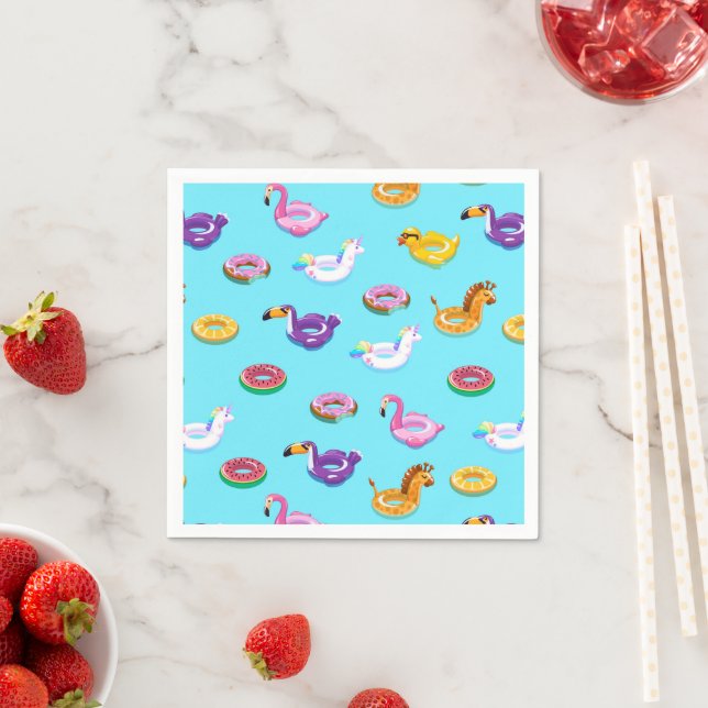 Serviette En Papier Motif flottant de la piscine d'été (En situation)